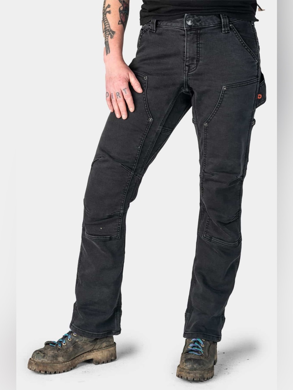 Dovetail Workwear Britt Utility Thermal Denim in Black Size 10 32 Inseam